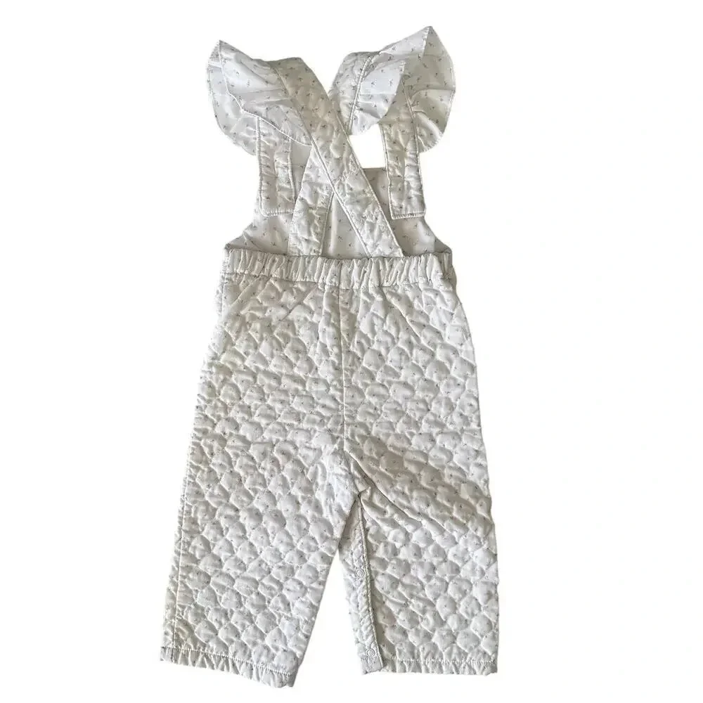 Vintage A Tiny Tots Original Quilted Jumpsuit Girls Toddler 18M White Pink Roses